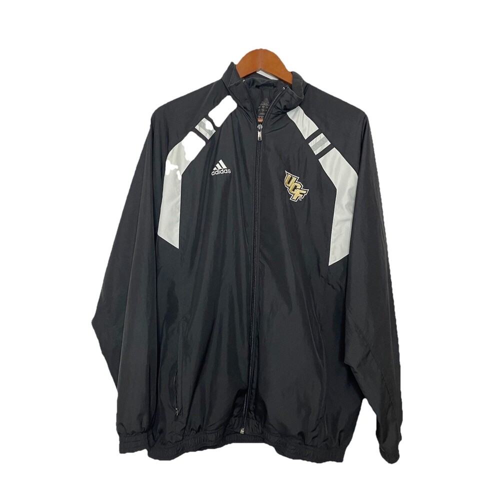 Adidas UCF Men's Medium Windbreaker Zip Up Jacket Long Sleeve Black